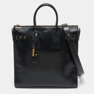 Saint Laurent Black Leather Sac De Jour North South Tote
