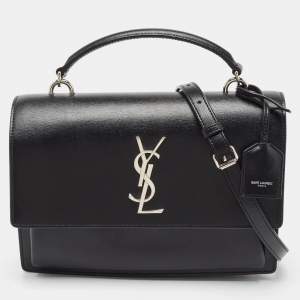 Saint Laurent Black Leather Large Sunset Shoulder Bag