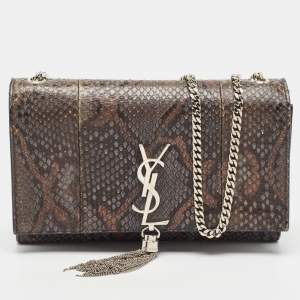Saint Laurent Green/Brown Python Kate Shoulder Bag