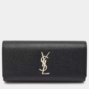 Saint Laurent Black Leather Kate Monogram Clutch