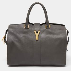 Yves Saint Laurent Grey Leather Large Cabas Chyc Tote
