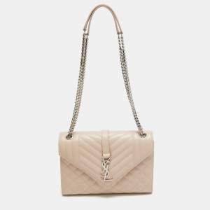 Saint Laurent Pink Mix Quilted Leather Medium Envelope Shoulder Bag