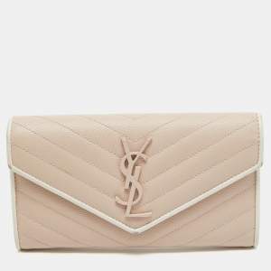 Saint Laurent Rose Poudre Matelasse Leather Monogram Continental Wallet