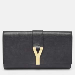 Saint Laurent Black Leather Y Line Clutch