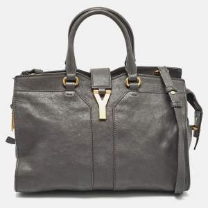 Saint Laurent Grey Leather Small Cabas Chyc Tote