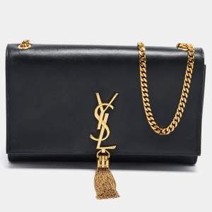 Saint Laurent Black Leather Kate Tassel Shoulder Bag