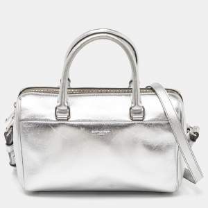 Saint Laurent Silver Leather Classic Baby Duffle Bag