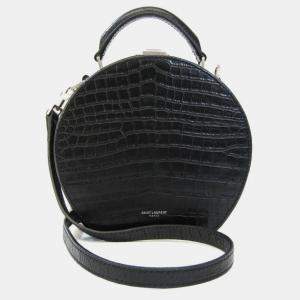 Saint Laurent Crocodile Embossed Leather Small Mica Hatbox Bag 