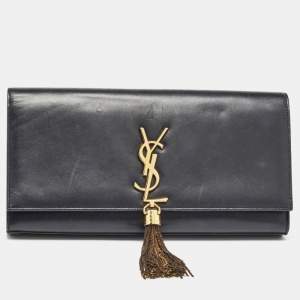 Saint Laurent Black Leather Kate Tassel Clutch