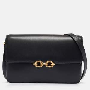 Saint Laurent Black Leather Le Maillon Shoulder Bag