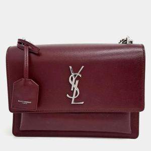 Saint Laurent Paris Wine Leather Sunset Medium Shoulder Bag