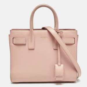 Saint Laurent Old Rose Leather Nano Classic Sac De Jour Tote