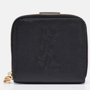 Saint Laurent Black Leather Belle de Jour Zip Compact Wallet