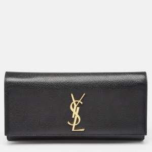 Saint Laurent Black Leather Kate Clutch