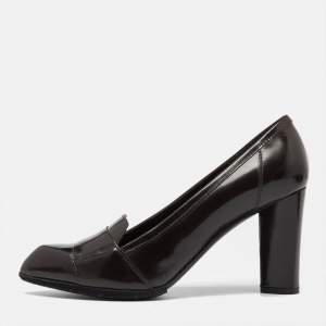 Saint Laurent Paris Brown Leather Pointed Toe Loafer Pumps Size 39