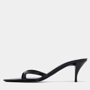Saint Laurent Black Leather Carla Sandals Size 39