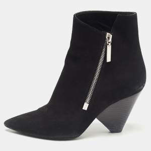 Saint Laurent Black Suede Ankle Length Boots Size 37