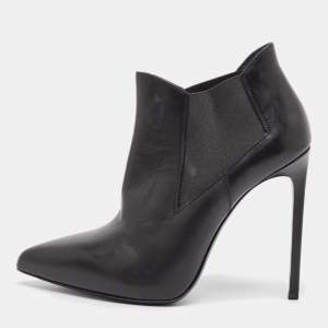 Saint Laurent Black Leather Ela Ankle Booties Size 40