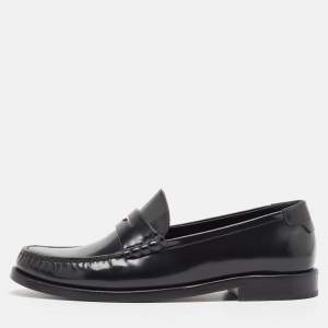 Saint Laurent Black Leather Slip On Loafers Size 38