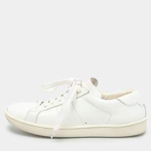 Saint Laurent White Leather Low Top Sneakers Size 34