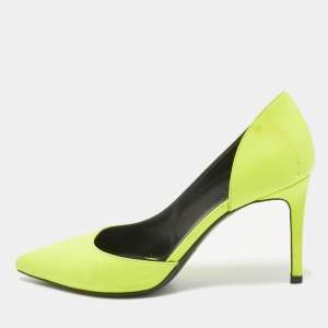 Saint Laurent Neon Yellow Leather D'orsay Pumps Size 36
