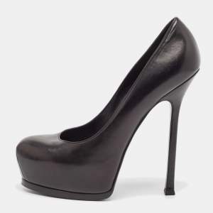 Saint Laurent Black Leather Tribtoo Platform Pumps Size 38