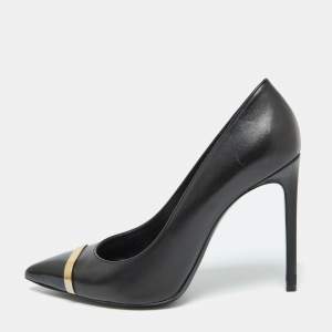 Saint Laurent Black Leather Escarpin Pointed Toe Pumps Size 39.5