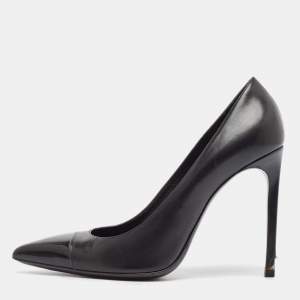 Saint Laurent Black Leather Pointed Toe Pumps Size 39