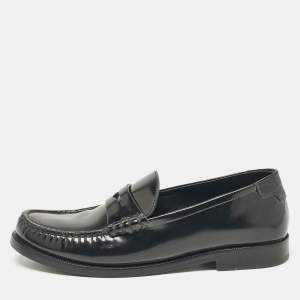 Saint Laurent Black Patent Leather Penny Loafers Size 36