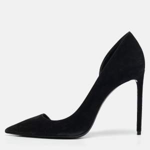 مملوكة مسبقًا Saint Laurent Black Suede Pointed Toe  D'orsay Pumps Size 39