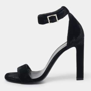 Saint Laurent Black Velvet Grace Sandals Size 38