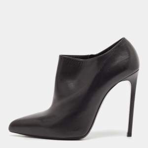 Saint Laurent Black Leather Pointed Toe Ankle Length Boots Size 40