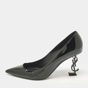 Saint Laurent Black Leather Opyum Pointed Toe Pumps Size 38.5