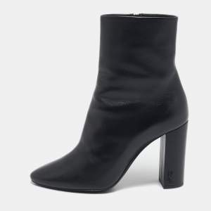 Saint Laurent Black Leather Lou Ankle Boots Size 37
