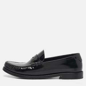 Saint Laurent Black Brushed Leather Le Penny Loafers Size 38.5