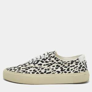 Saint Laurent White/Black Canvas Lace Up Sneakers Size 38