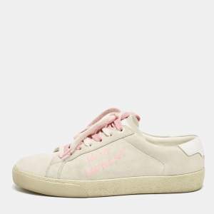 Saint Laurent Grey Suede Court Classic Low Top Sneakers Size 37.5