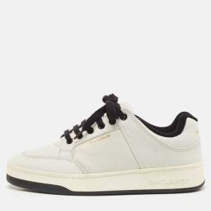 Saint Laurent Black/White Leather SL/61 Lace Up Sneakers Size 38.5
