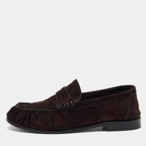 Saint Laurent Dark Brown Suede Le Penny 15 Loafers Size 38