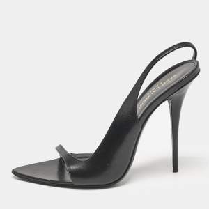 مملوكة مسبقًا Saint Laurent Black Leather Slingback Sandals Size 39