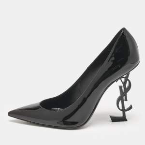 Saint Laurent Black Patent Leather Opyum Pointed Toe Pumps Size 40