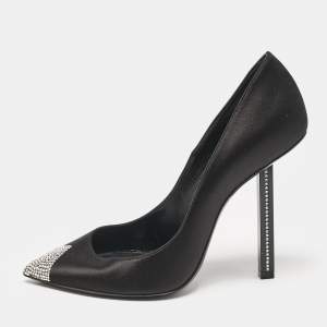 Saint Laurent Black Satin Tower Pumps Size 37