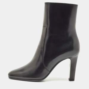 Saint Laurent Black Leather Jane Ankle Boots Size 37