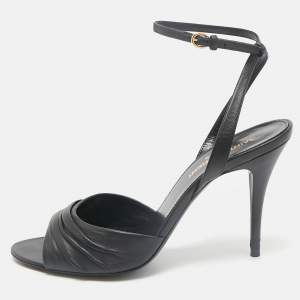Saint Laurent Black Leather Indya Sandals Size 36