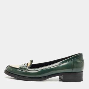 Saint Laurent Green Leather Penny Loafers Size 37