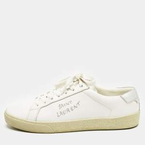 Saint Laurent White Leather Court Classic SL/06 Sneakers Size 38.5