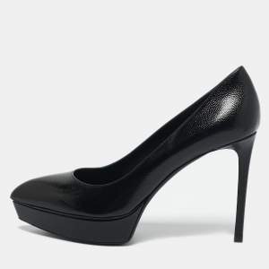 Saint Laurent Black Leather Janis Pumps Size 37.5