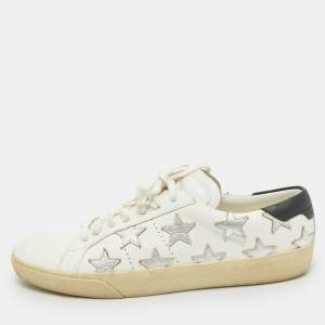 Saint Laurent White Leather Star Court Classic California Sneakers Size 40