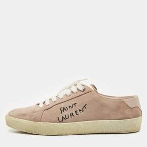 Saint Laurent Dusty Pink Suede Court Classic Low Top Sneakers Size 37