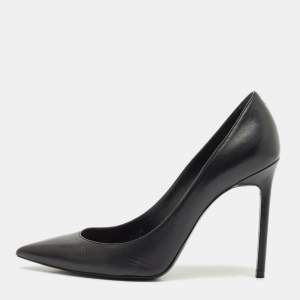 Saint Laurent Black Leather Anja Pointed Toe Pumps Size 39.5